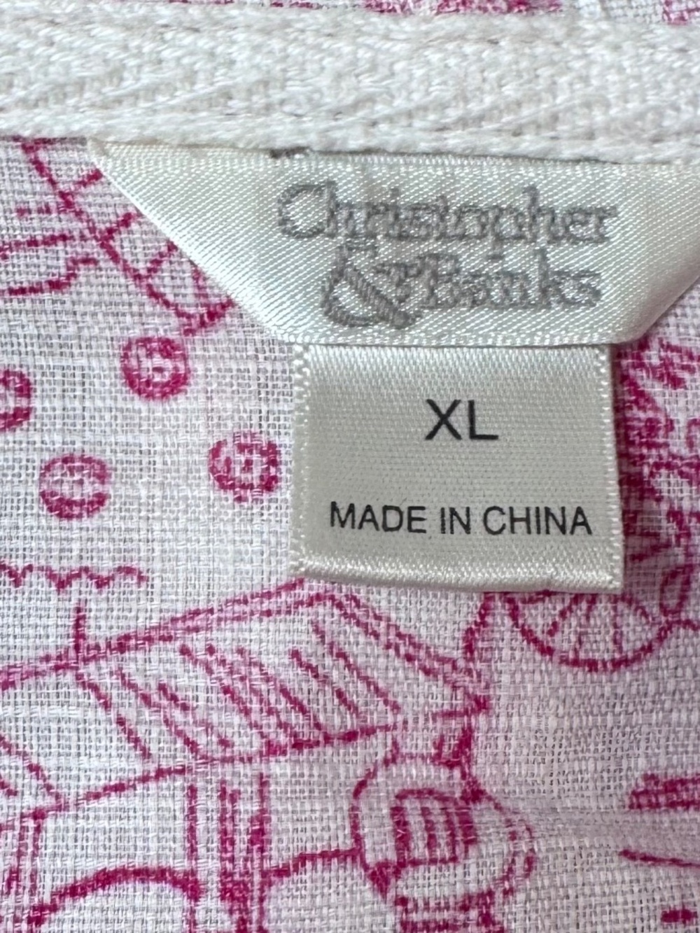 Christopher & Banks XL Pink Coastal Print Hooded Cotton Pullover Top - Picture 7 of 11